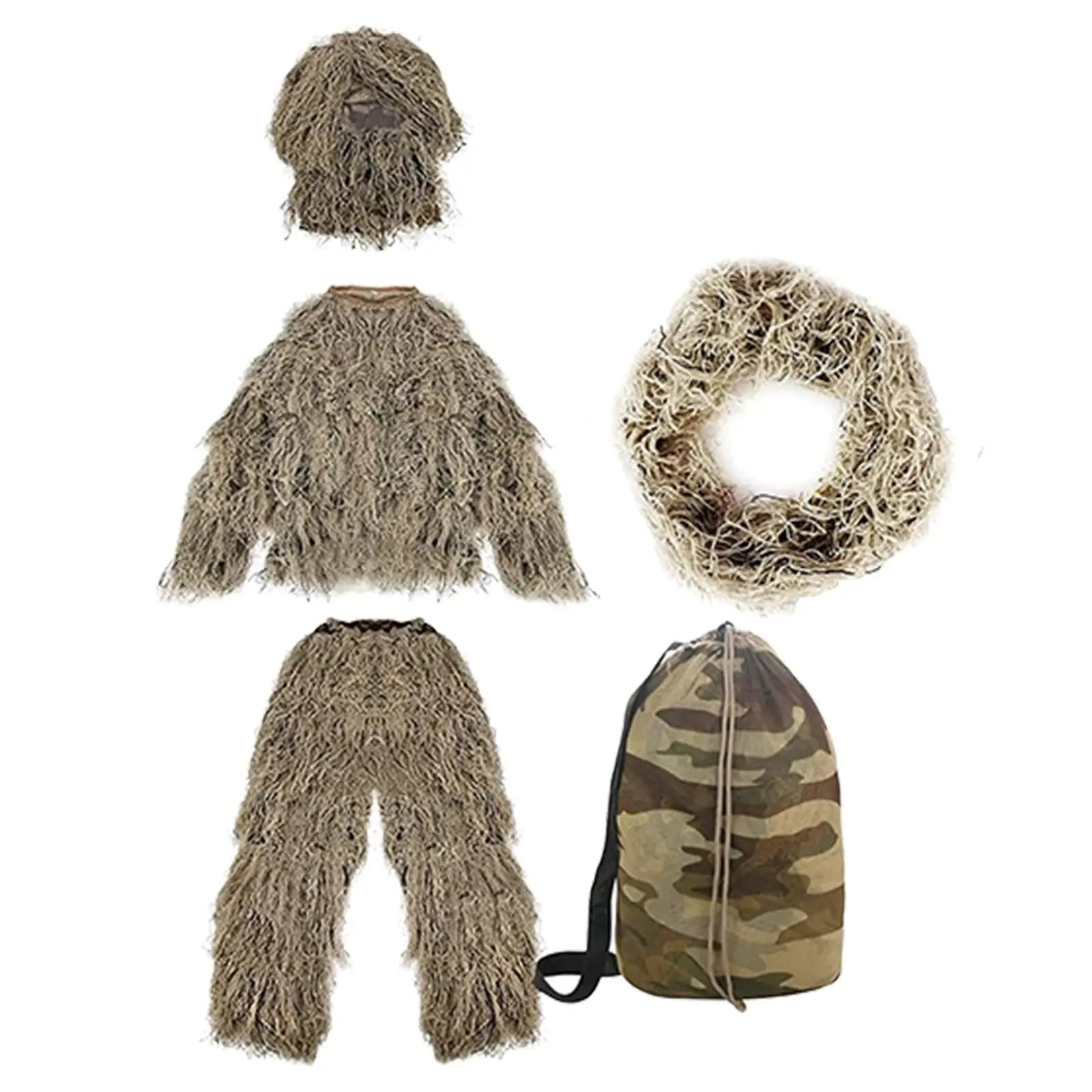 Veste Ghillie légère et respirante avec sac de rangement pour observation d'oiseaux pêche déguisement