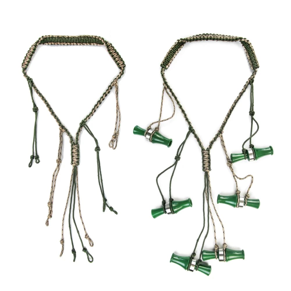 Cordon appel canard réglable - Collier chasse 12 anneaux tressé pour portage appeaux et sifflets