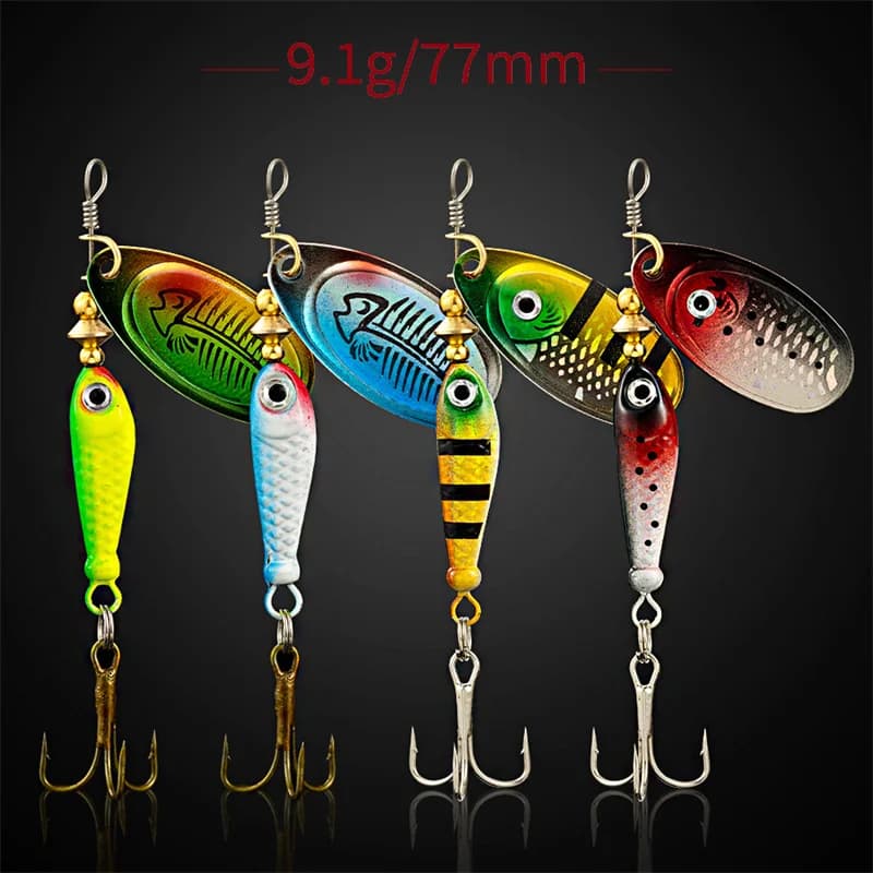 Leurre métal tournant 7cm 9.1g - Spinner avec sequins pour brochet, sandre et perche