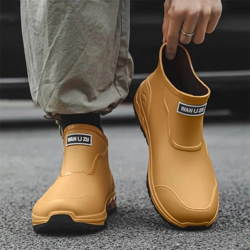 Bottes de pluie homme style coréen à plateforme haussante pour adolescents - Bottes caoutchouc extérieur