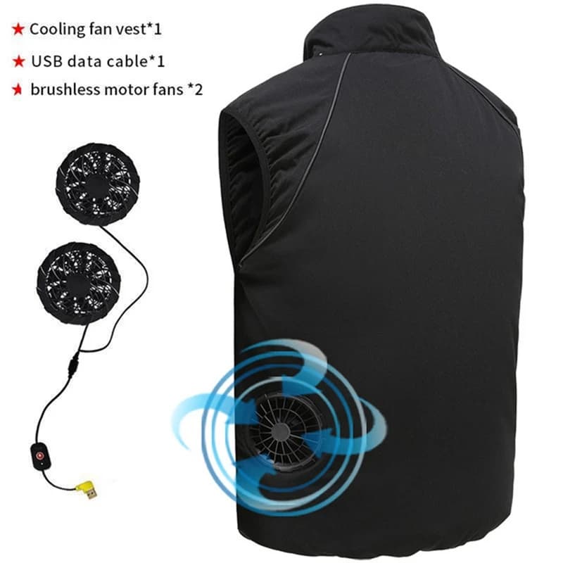 Veste rafraîchissante homme été avec ventilateur et charge USB pour sport et plein air - Taille plus