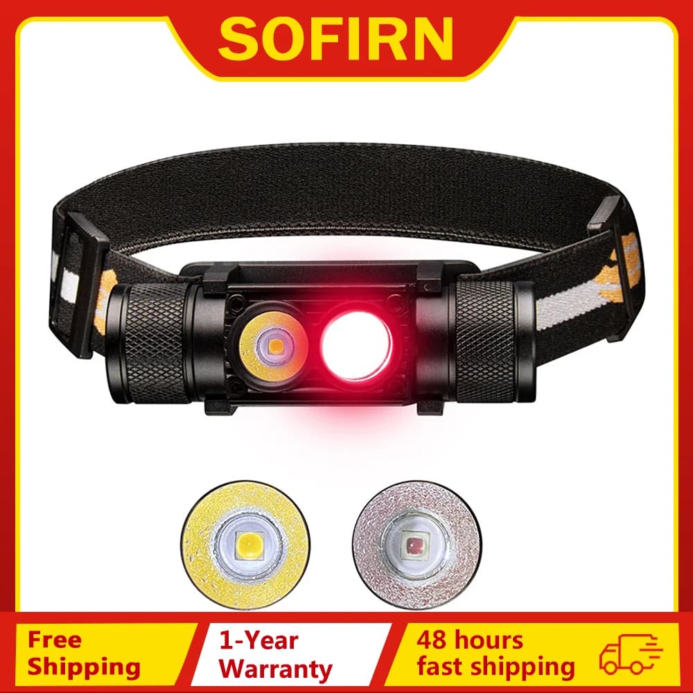 Lampe frontale H25LR LED 90 CRI haute précision - Rechargeable légère lumière blanche et rouge pêche