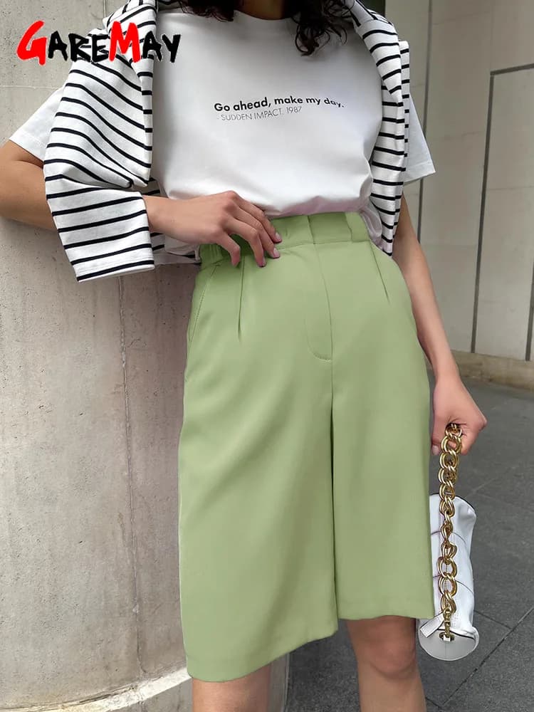 Shorts de pêche femme été 2025 taille haute classique, longs et amples pour pêche confortable au bord de l'eau