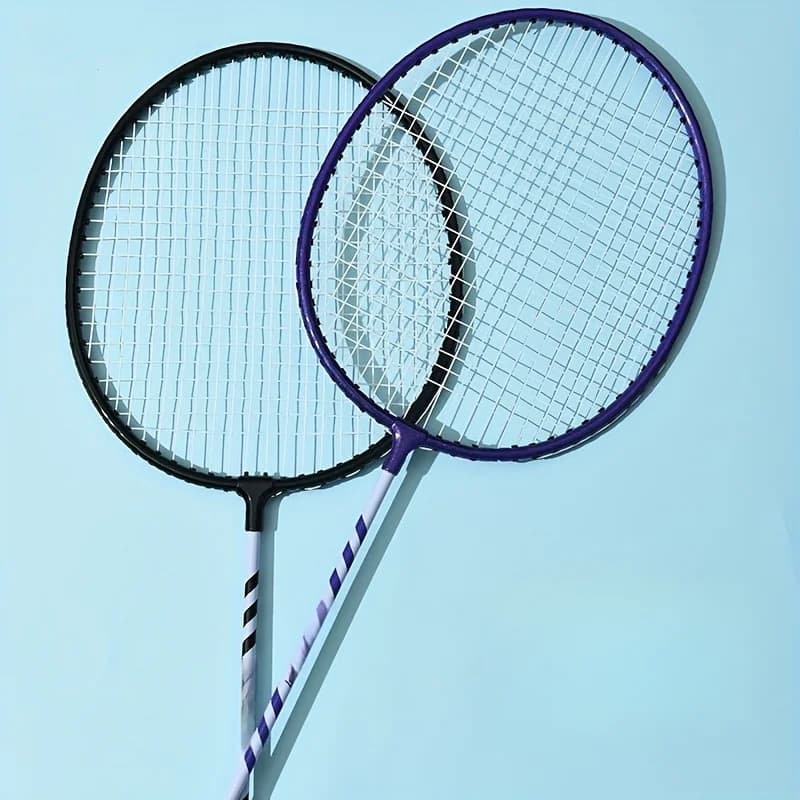Pack 2 raquettes badminton alliage fer légères durables avec grip mousse et étui multicolores