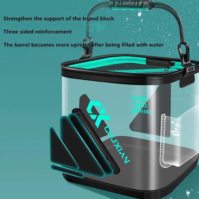 Seau pliable 13L pour poissons vivants en EVA renforcé, réservoir portable accessoire pêche durable