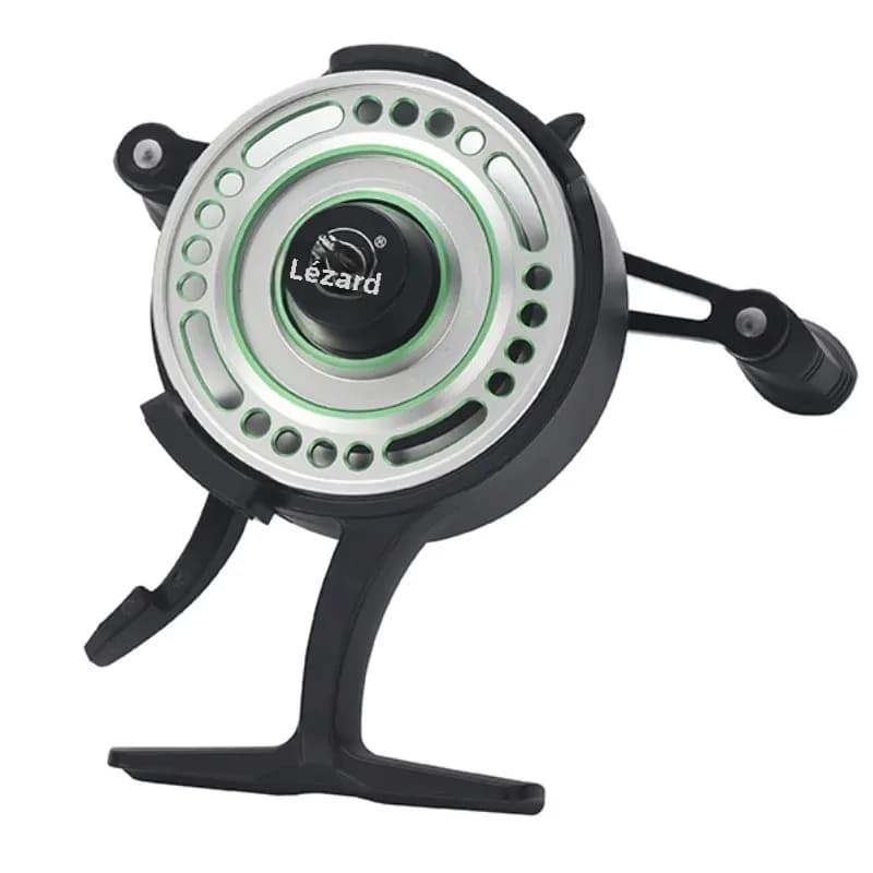 Moulinet Lizard Free Runner avec poignée EVA pour pêche sur glace - bobine métal ou plastique