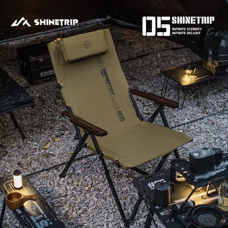 Chaise camping pliante portable ShineTrip Série 5 réglable - Siège bureau sieste pêche pique-nique déjeuner
