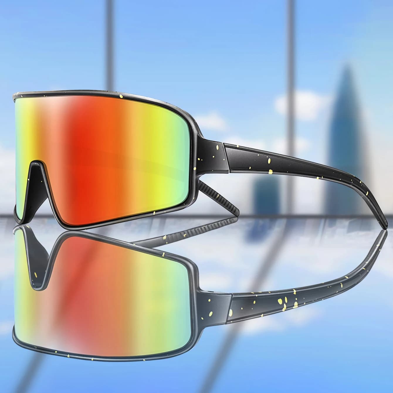 Lunettes de pêche unisexe grandes lentilles - Protection vent et UV pour pêche outdoor