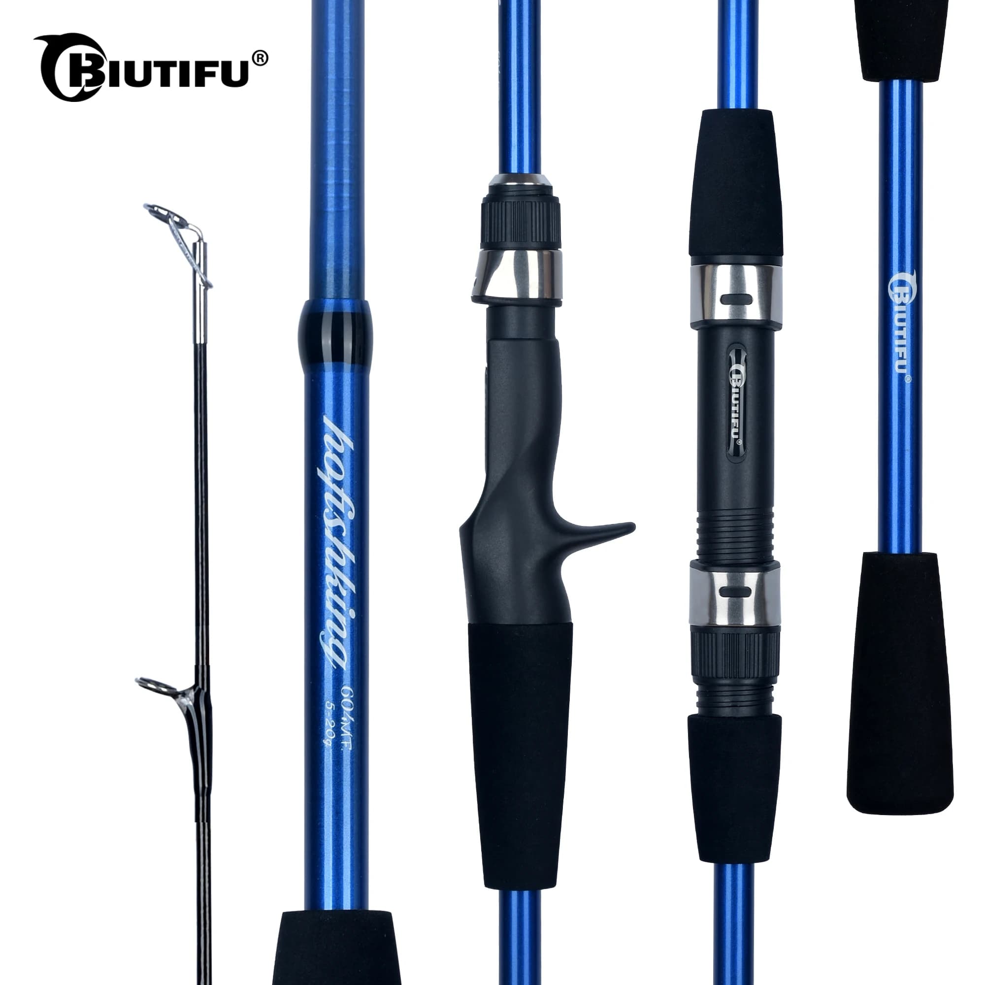 Canne casting voyage BIUTIFU 4/5 sections 1.8/2.1m carbone ultralégère 5-20g, action rapide pour leurres
