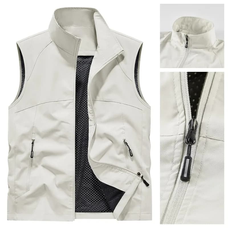 Gilet sans manches respirant anti-vent homme randonnée - Haut confortable polyvalent pour pêche printemps automne