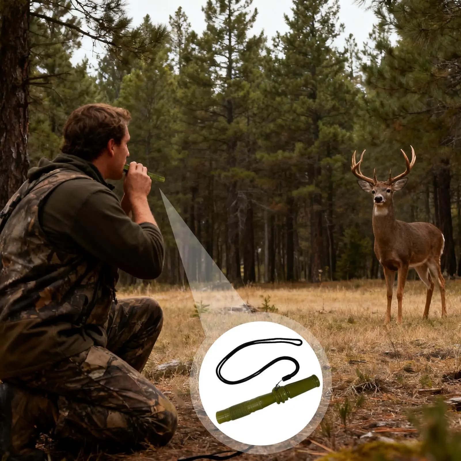 Sifflet cerf portable équipement extérieur - leurre pour chasse plage sport voyage