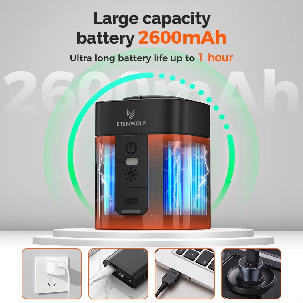 Pompe électrique ETENWOLF Air 3 portable 2600mAh pour matelas camping et équipements de pêche