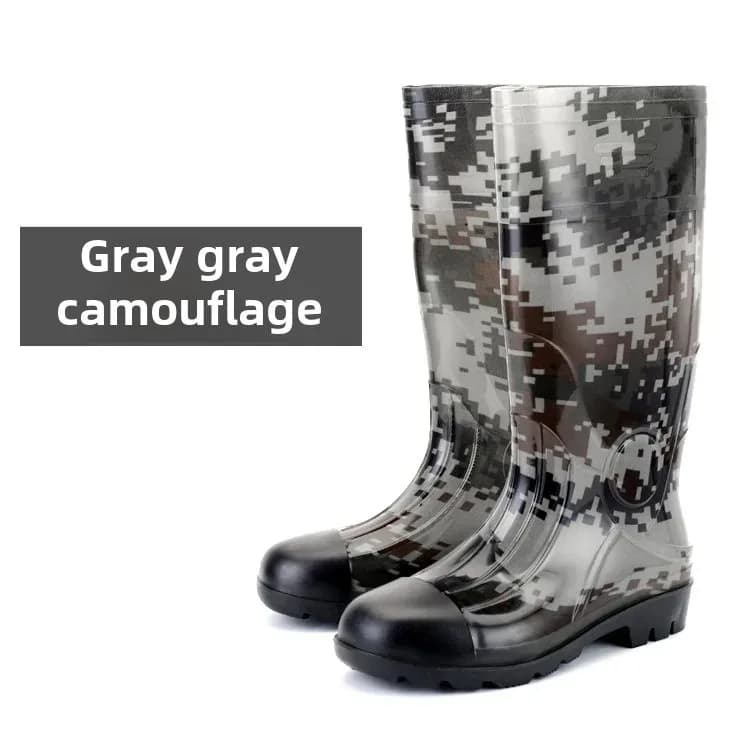 Bottes de pluie épaisses camouflage sécurité mines - Chaussures caoutchouc qualité supérieure tube long