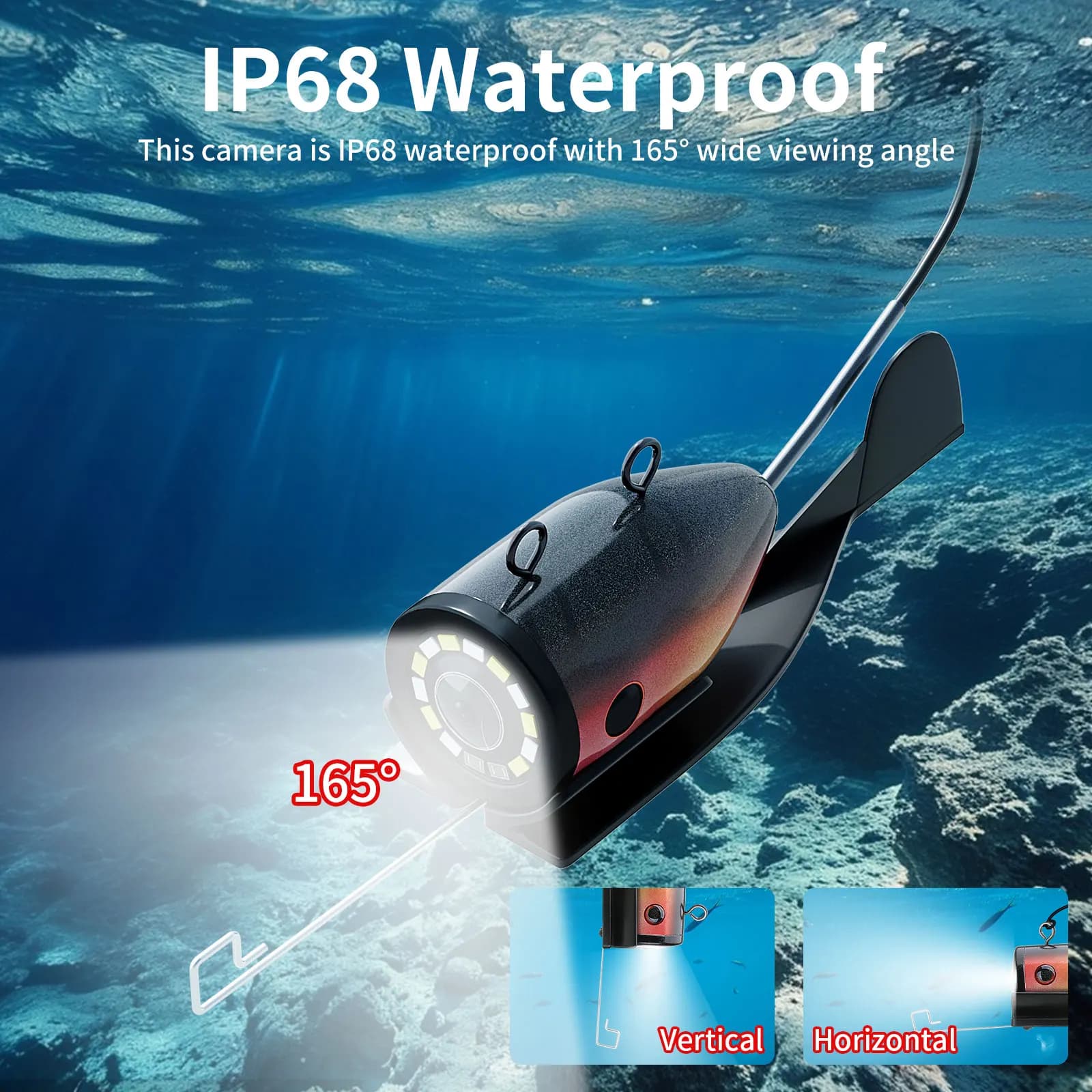 Caméra de pêche sous-marine 7 pouces avec éclairage LED et infrarouge - Pour glace, mer et rivière
