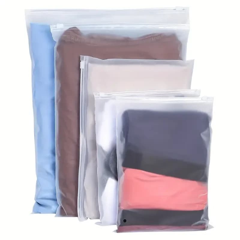 10 sachets plastique givré packaging voyage rangement étanches fermeture éclair auto-adhésif vêtements avec trou