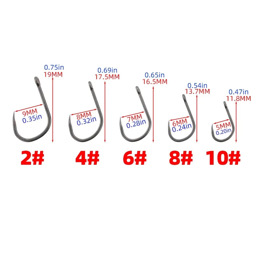 Hameçons Hirisi 50pcs sans ardillon acier inoxydable haute teneur en carbone PTFE pour pêche sportive