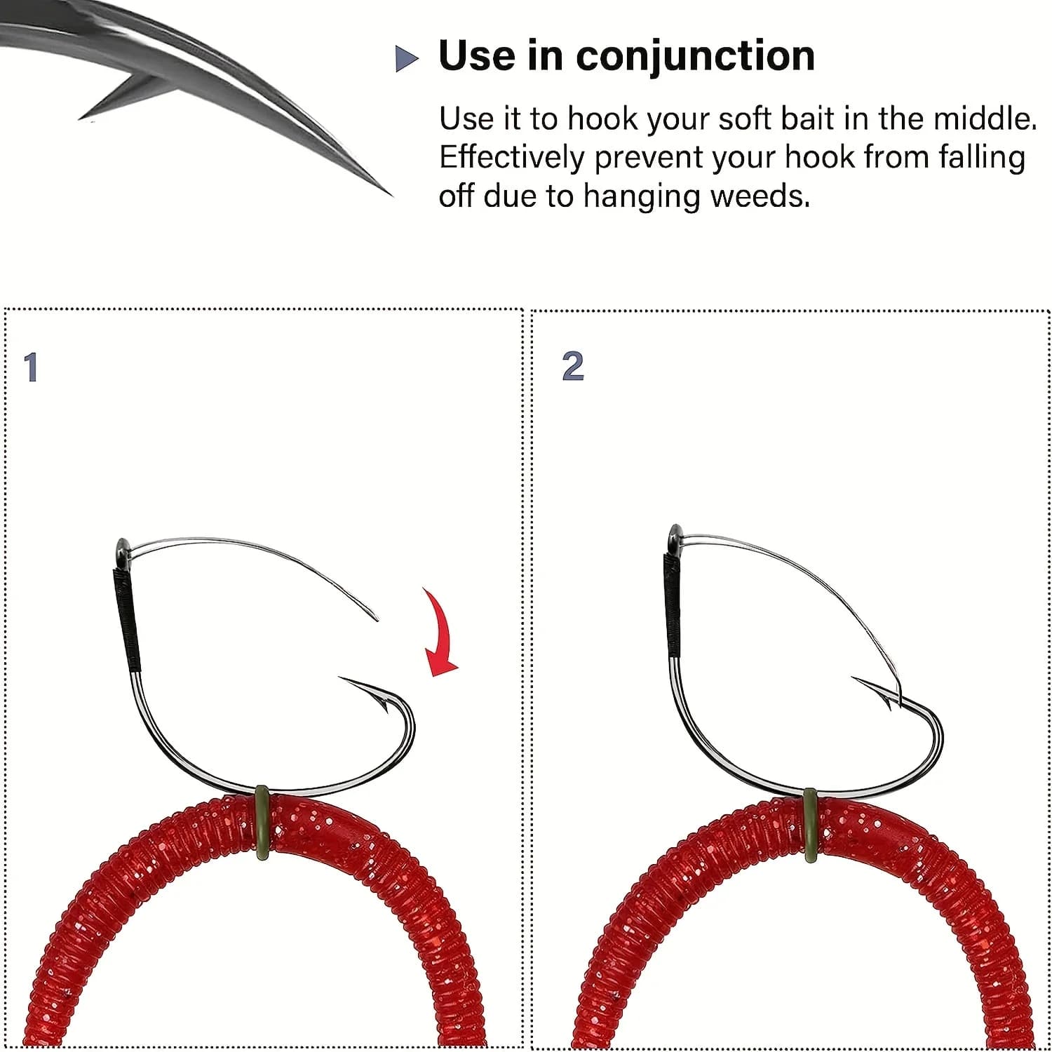 20 hameçons weedless YOTO pour montage wacky worm - Hameçons larges sans accrocs pour leurres souples