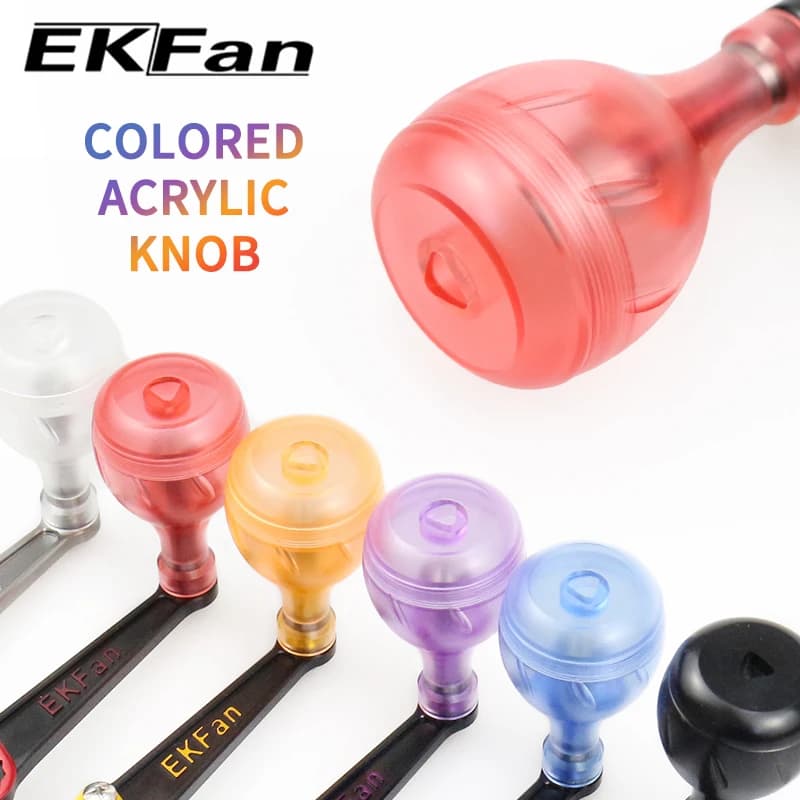 Poignées ultralégères EKFan 130mm 22g pour moulinets casting avec boutons acrylique