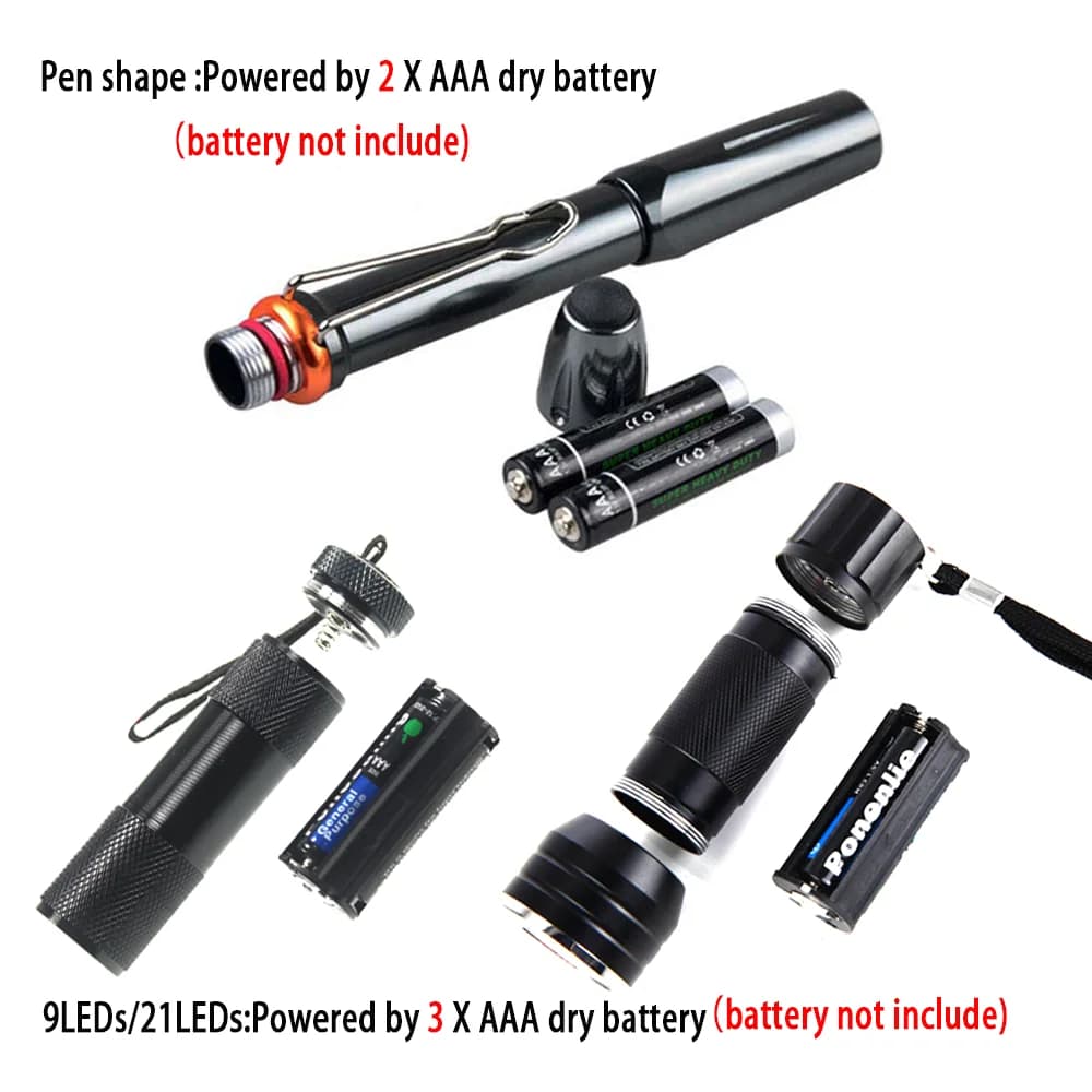 Lampe UV polymérisation 9LEDs 21LEDs 365nm-410nm pour montage mouches - Outil séchage epoxy nymphe