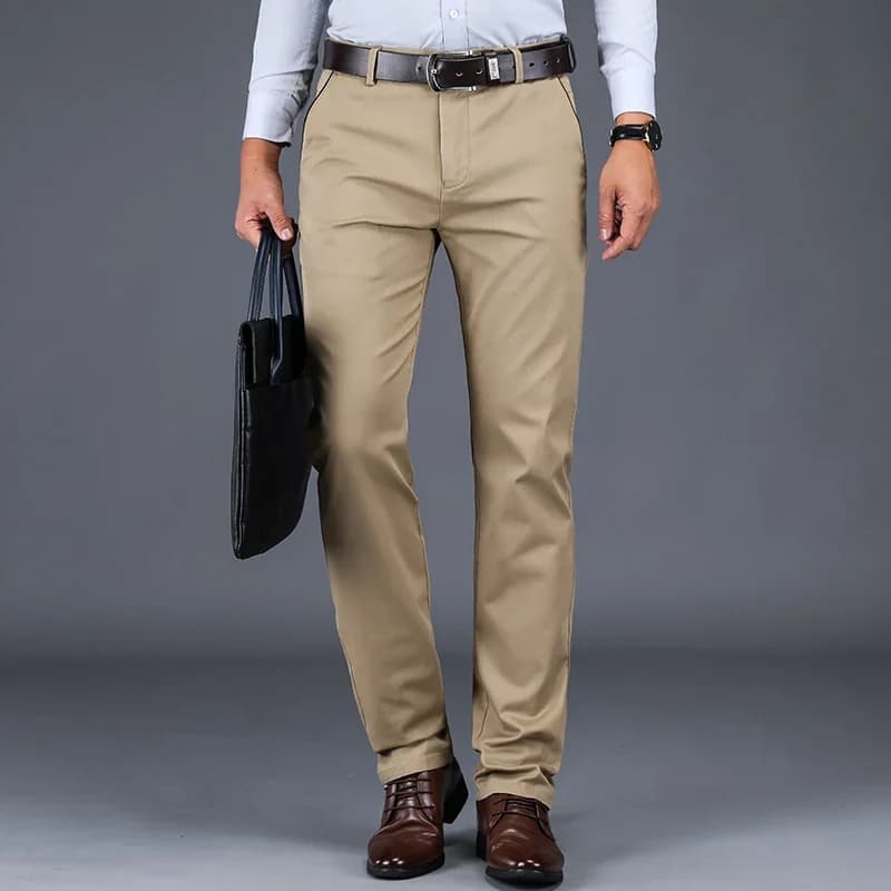 Pantalon droit décontracté 98% coton - Style classique 2024 pour pêche loisir confortable