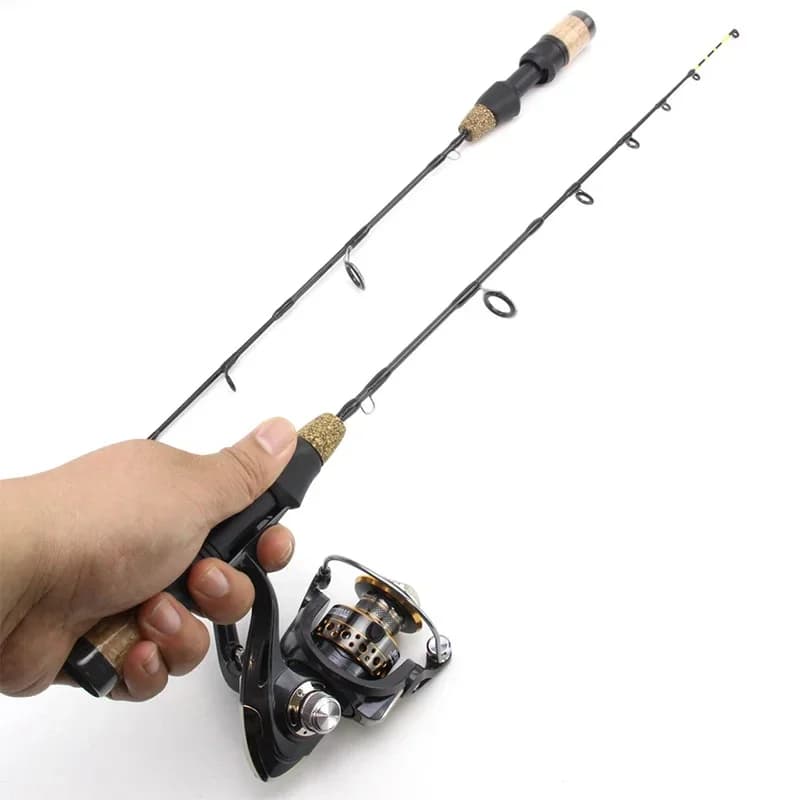 Combo canne moulinet pêche hiver 60cm 2 tips - Ensemble canne à pêche glace carbone neuf France