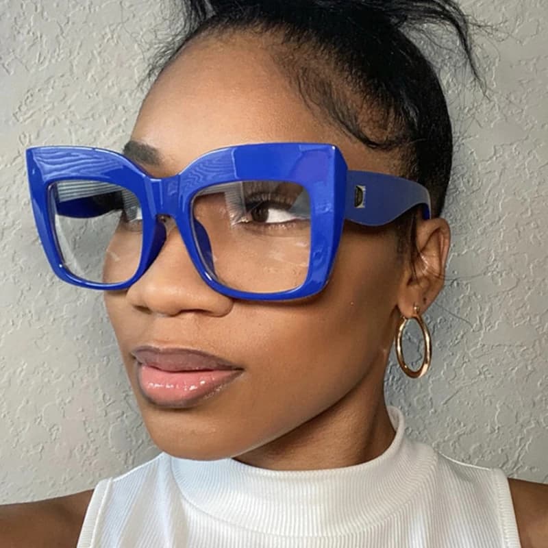 Lunettes de vue femmes pêche - Monture carrée surdimensionnée anti-lumière bleue, marque de luxe française