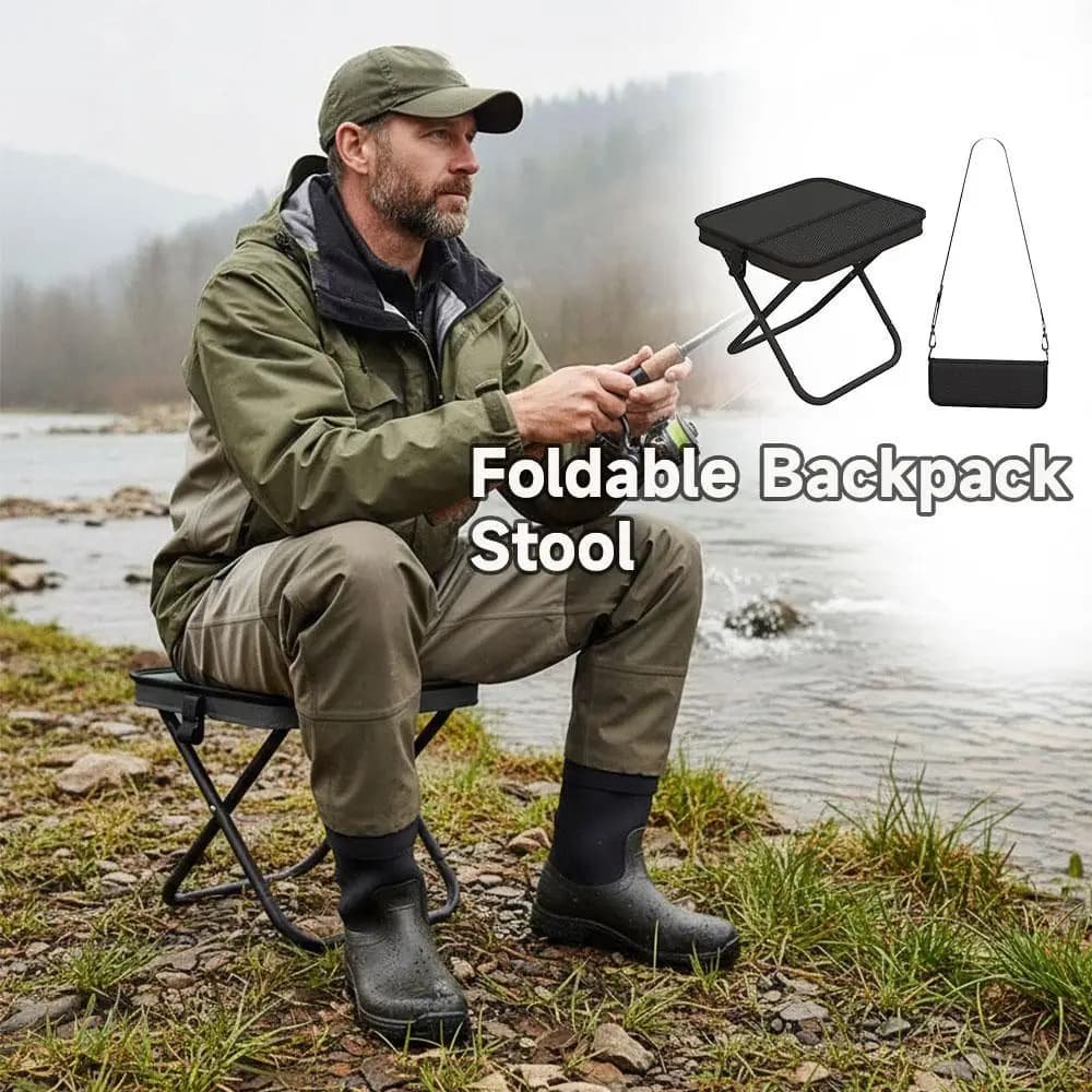 Tabouret sac à dos pliable portable, siège pêche et camping léger compact pour randonnée et jardin