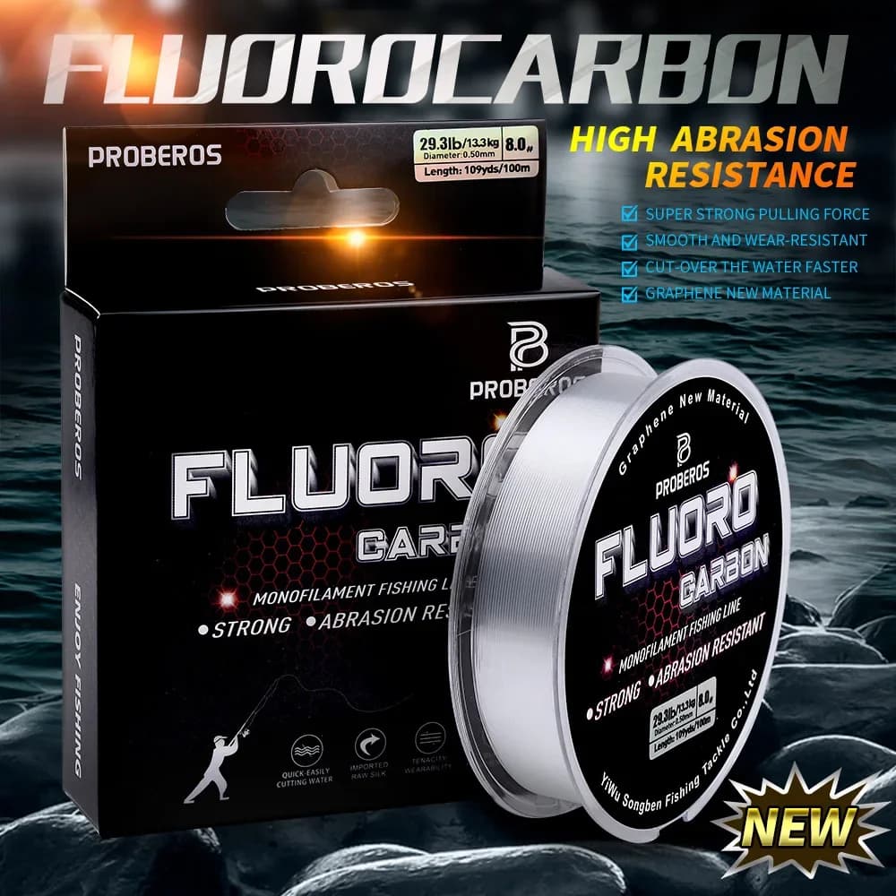 Ligne fluorocarbone 100-500M haute résistance à l'abrasion anti-frisottis pour pêche précise