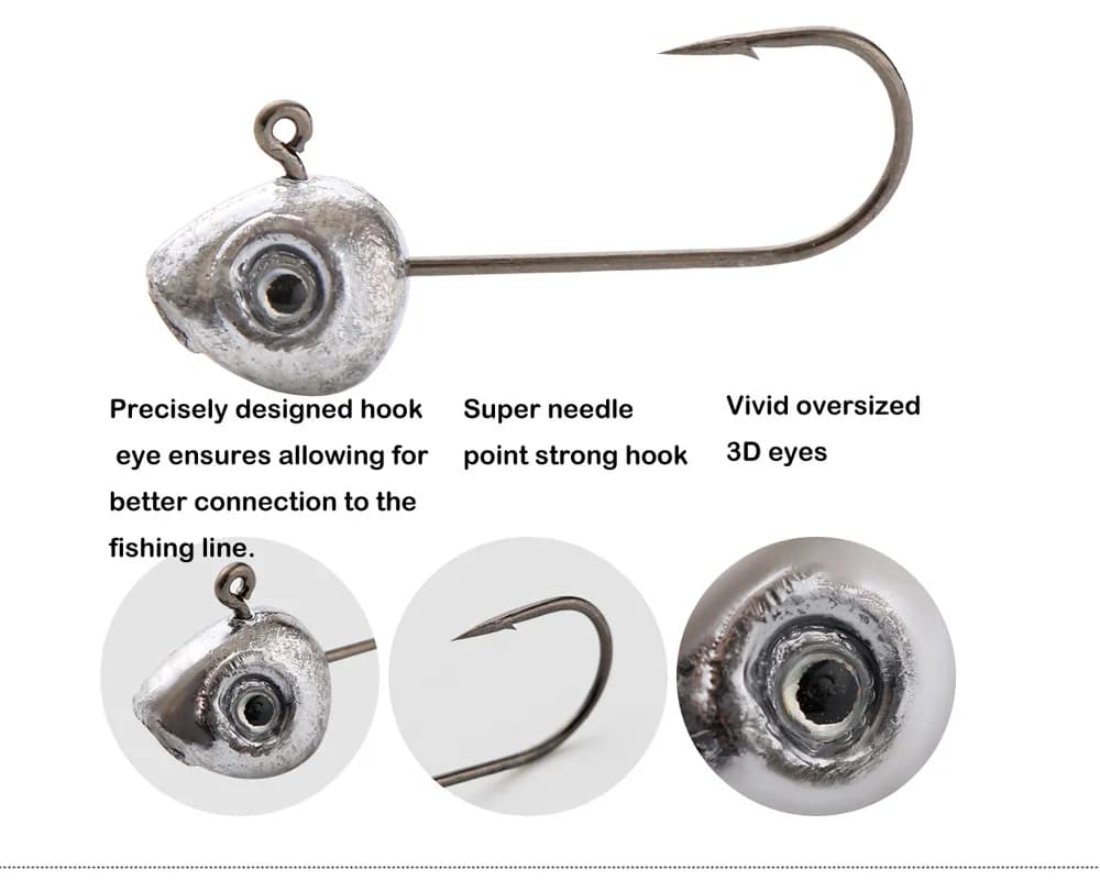 Tête plombée Grouper Crank pour leurre souple, jig de pêche au rockfish et leurre fly (0.5g à 5g)