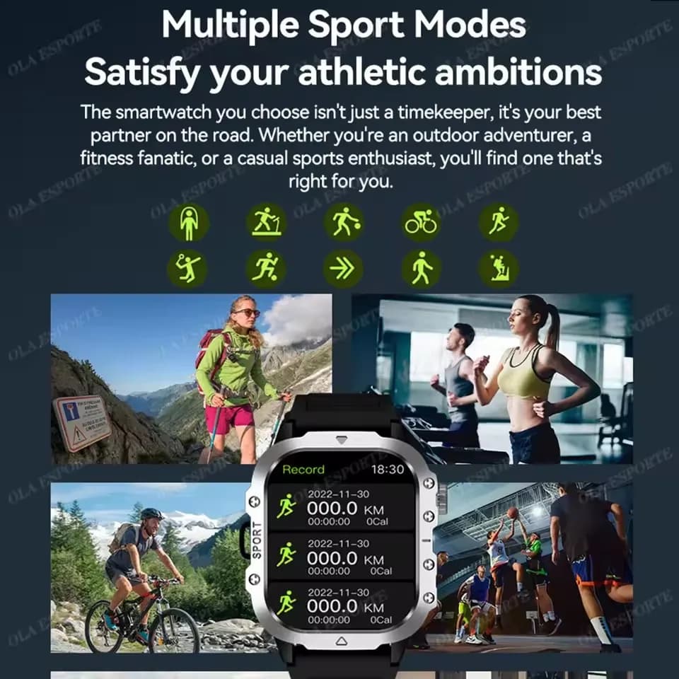 Montre connectée militaire 2025 GPS sport outdoor étanche surveillance fréquence cardiaque sommeil Android iOS