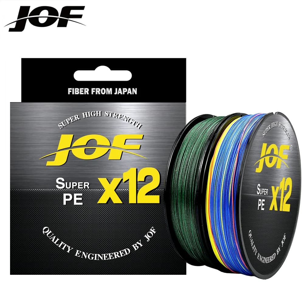 Ligne tressée JOF X12 500M 300M 12 brins multicolore PE 20-80LB pour pêche mer
