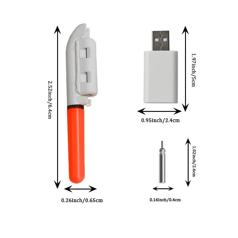 Lot 2 bâtons lumineux électroniques rechargeables pour canne télescopique - Lampe étanche pêche de nuit