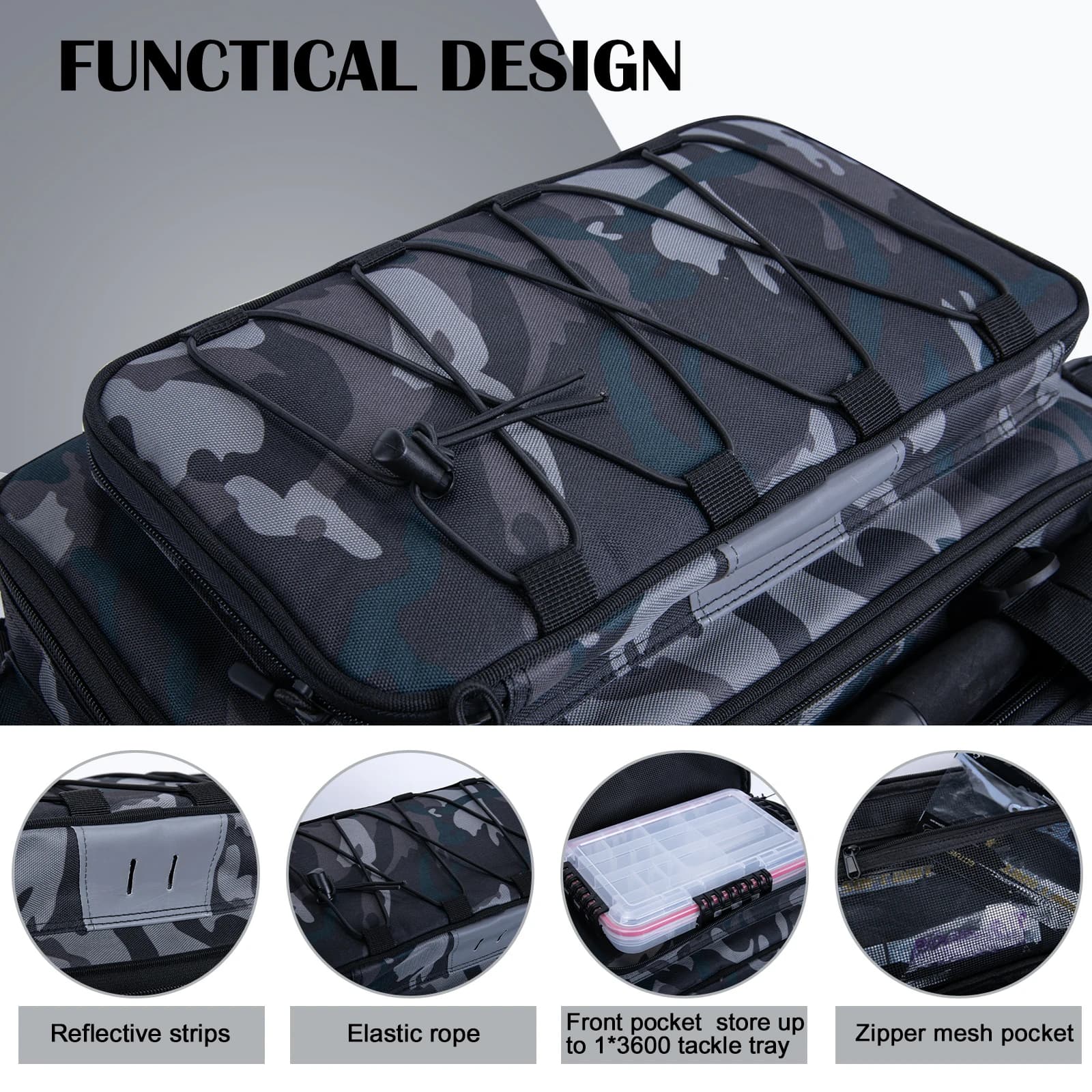 Sac de pêche étanche Goture 37x24x29cm - Backpack multifonction grande capacité pour leurres et accessoires
