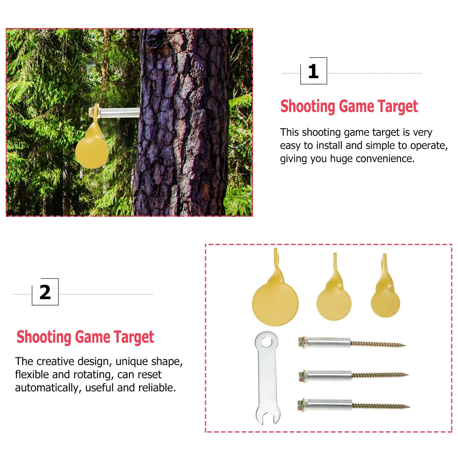 Cible tournante en acier inoxydable pour entraînement tir - Montage sur arbre ou support