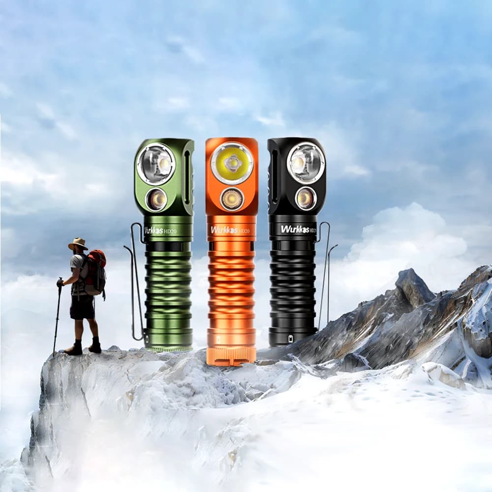 Wurkkos HD20 lampe frontale 2000LM magnétique IP68 avec power bank pour camping et pêche
