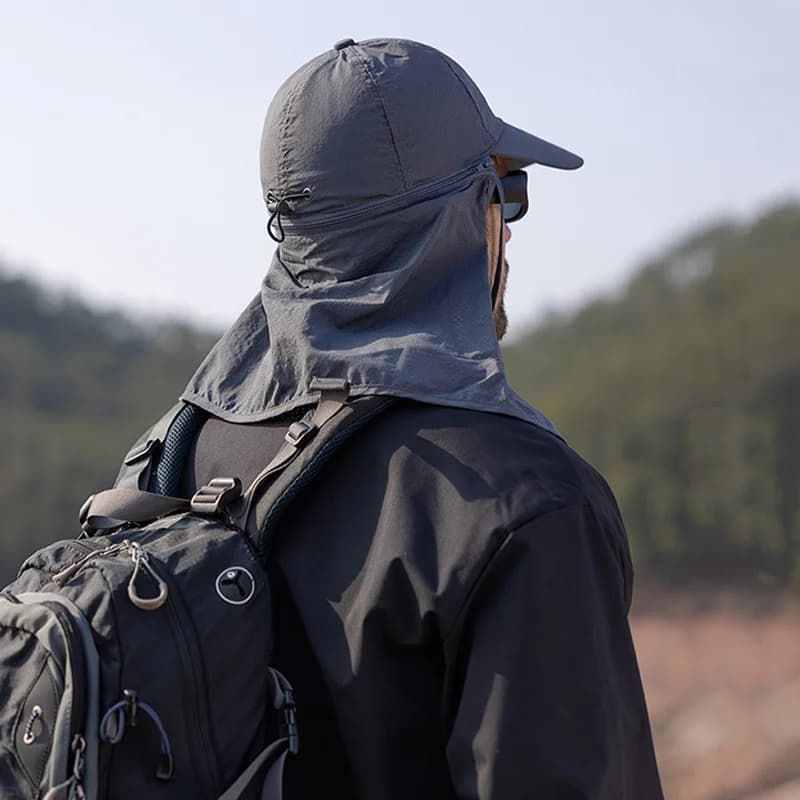 Chapeau de soleil unisexe avec châle - Léger pour pêche sportive et protection solaire