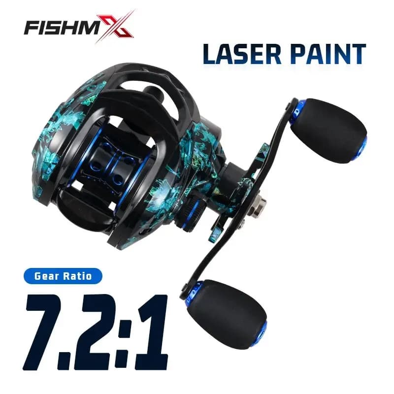 Moulinet Baitcasting Fishmx Métal Frein Magnétique Anti-Explosion Longue Portée 7.2:1 pour Pêche Précise
