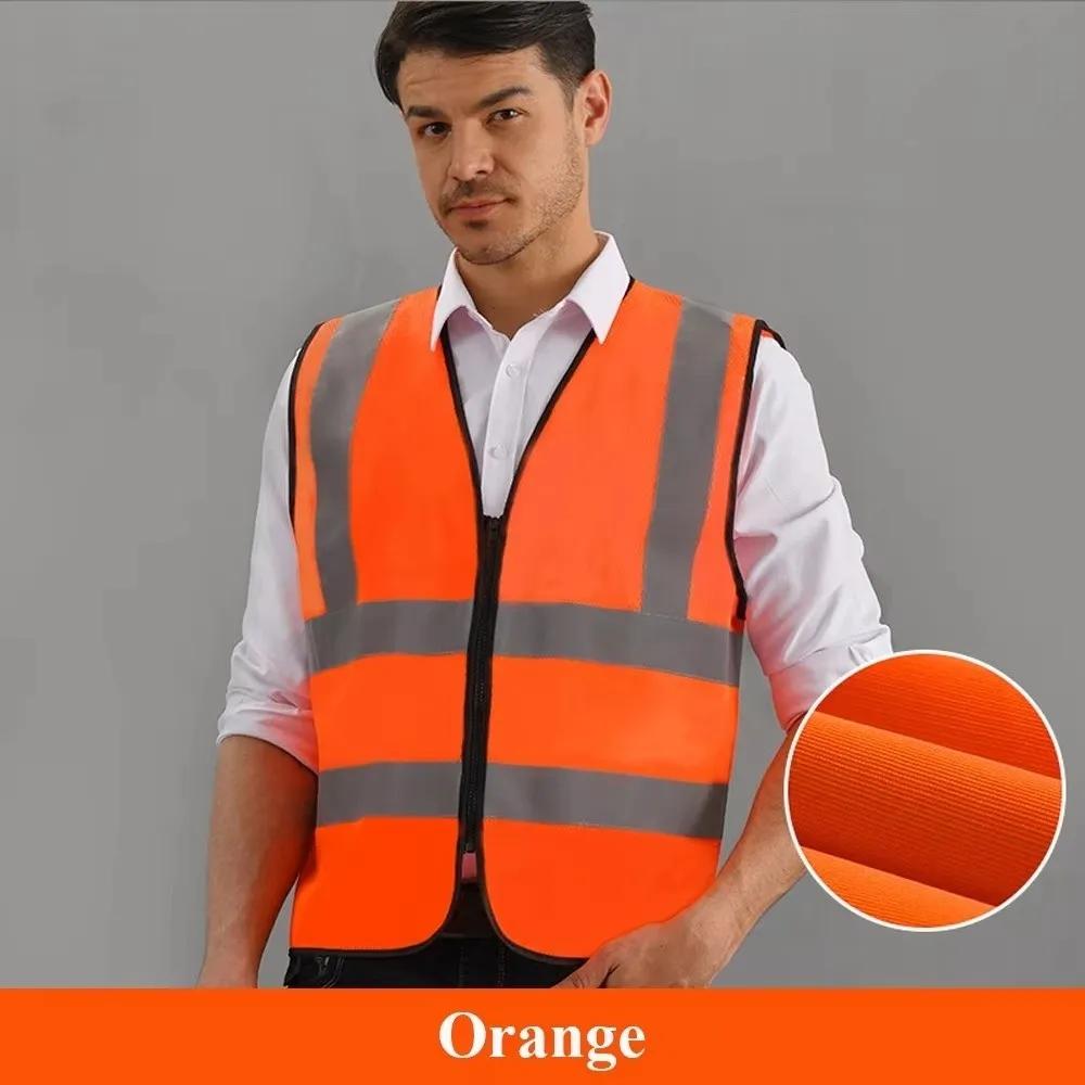 Veste sécurité haute visibilité pêche - Bandes réfléchissantes avant zip - Uniforme entrepôt pêche