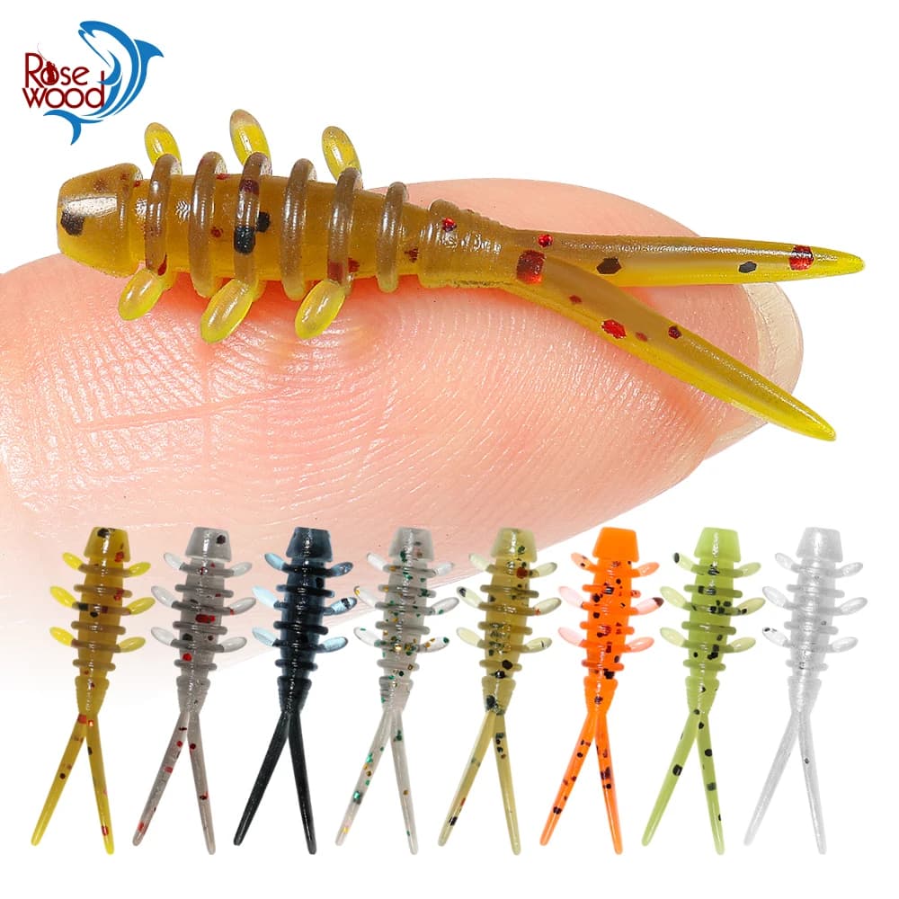 Leurre souple micro ver Rosewood 25mm flottant pour chinchard - 20 pièces/boîte silicone TPR