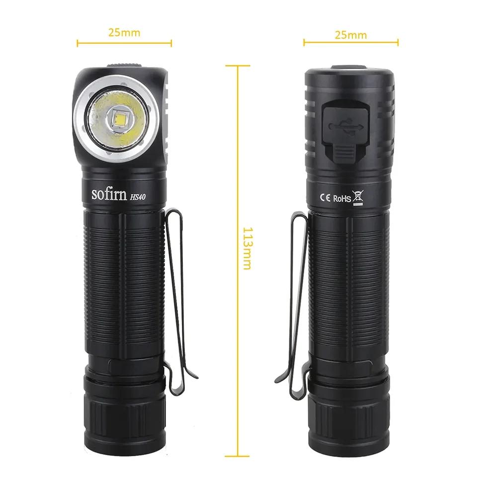 Lampe frontale rechargeable USB-C Sofirn HS40 2000lm SST40 LED pour pêche nocturne et camping