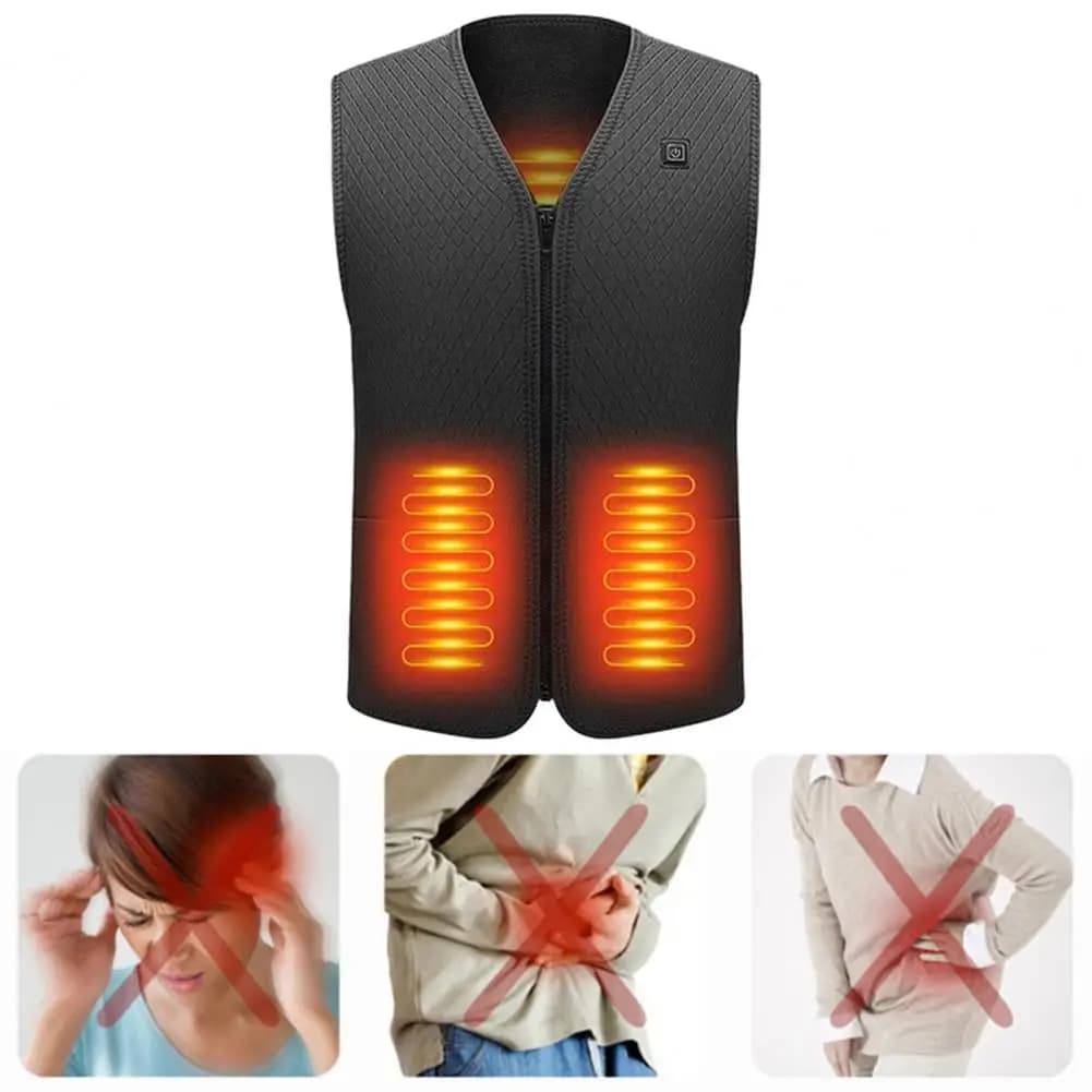 Veste chauffante USB homme femme hiver durable avec fermeture éclair réglable et coupe-vent matelassée