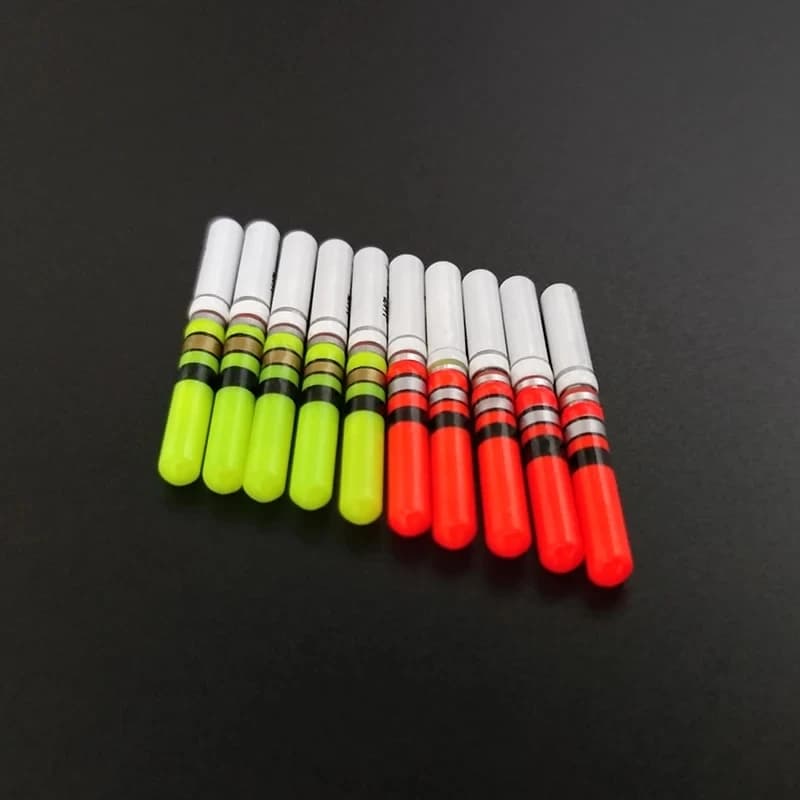 10 bâtons lumineux LED vert/rouge piles CR322 étanches - accessoires pêche nocturne D006