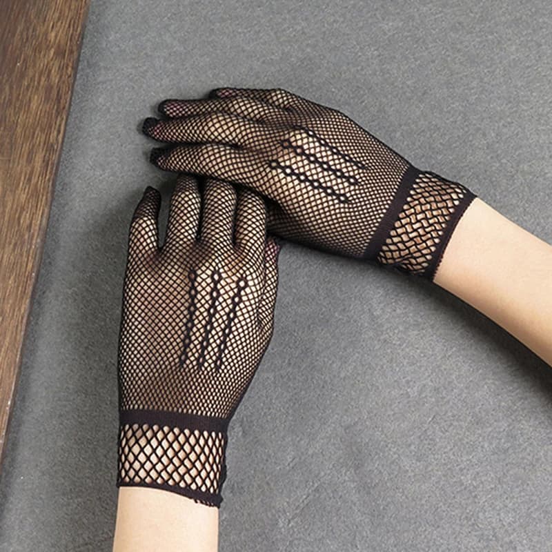 Gants filet élégants pour femme - Style dentelle noir et blanc protection mains mode pêche féminine