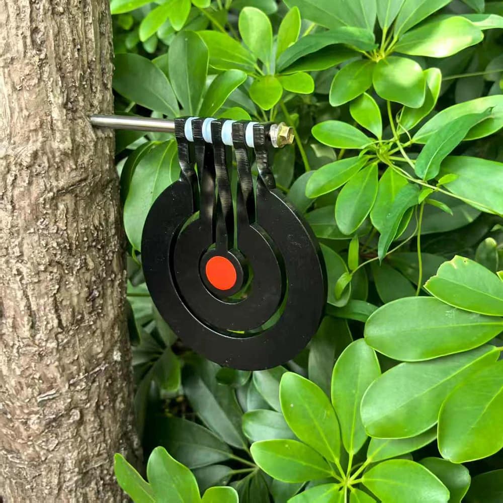 Cible métallique 7mm triple anneaux insert arbre rotation extérieur pratique tir pêche