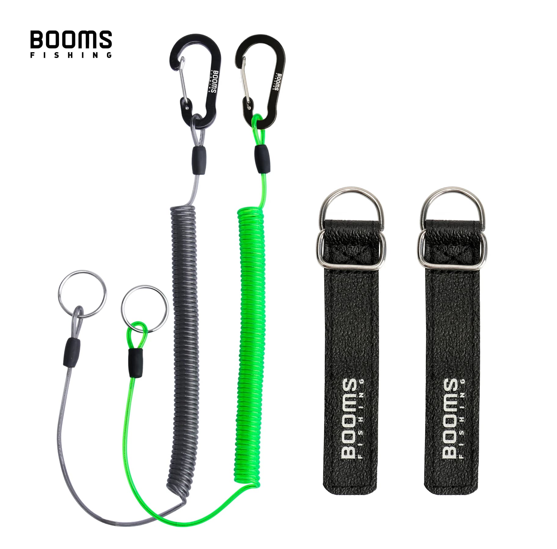 Booms Fishing T01 2M Fishing Coiled Lanyards with Rod Tie Beltb Fishing Lanyard 