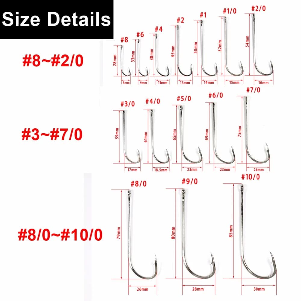 100 hameçons long shank beak pour confectionner vos montages de pêche tailles variées 6 à 10/0