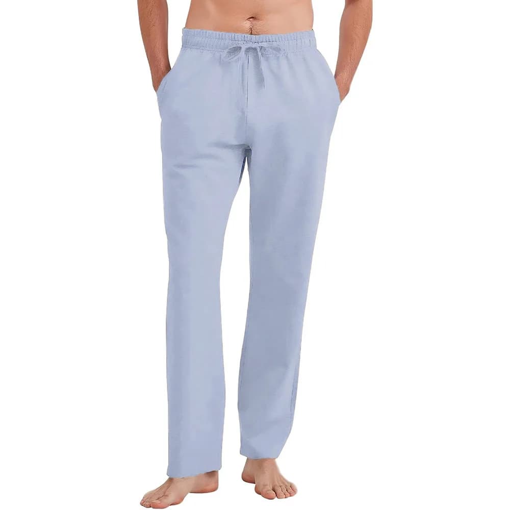 Pantalon droit coton lin léger respirant élastique pêche été casual homme simple