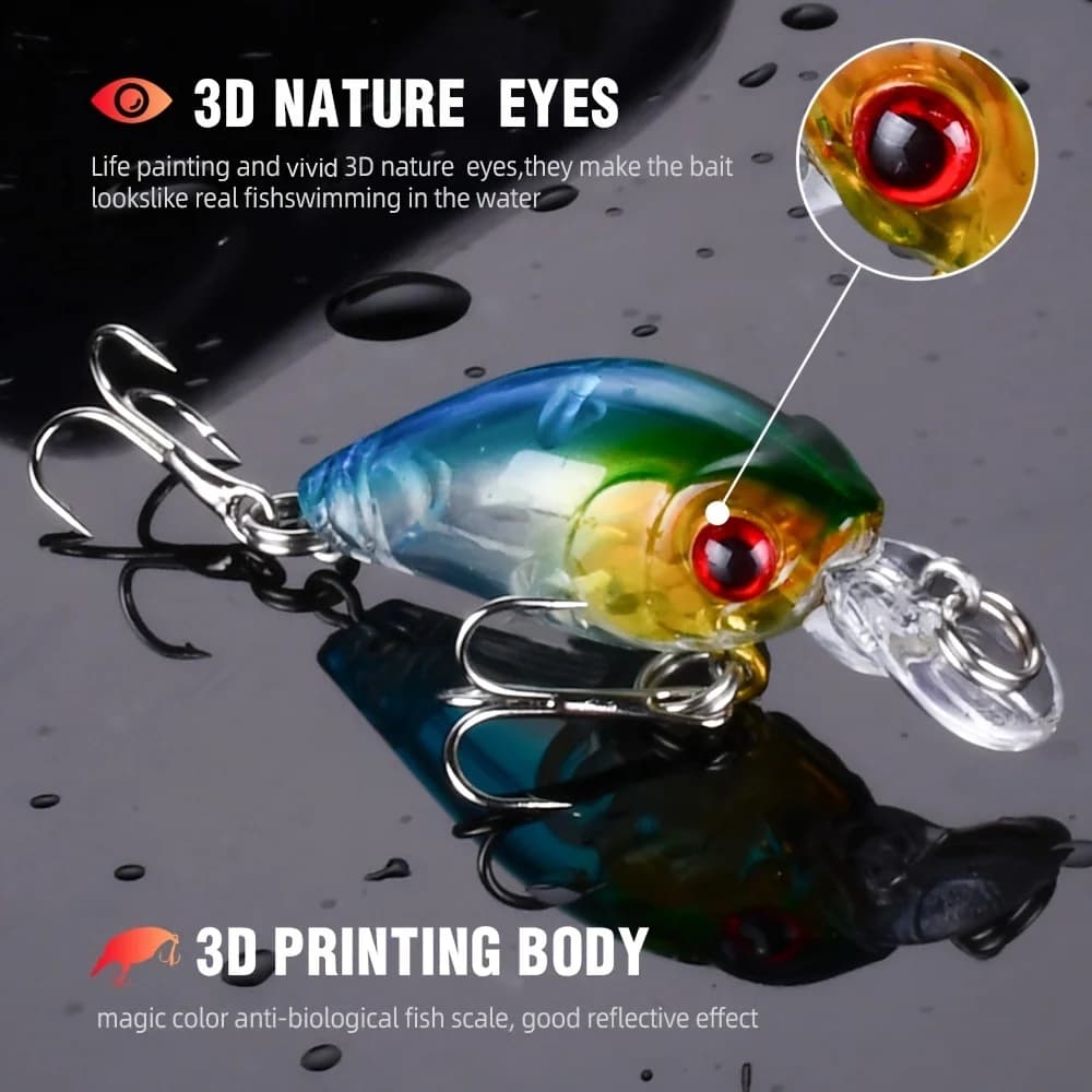 Set 8 leurres crankbait minnow - Appât flottant pêche surface - Leurre topwater black bass