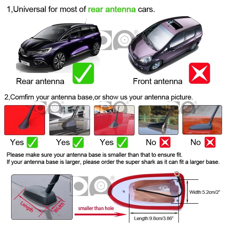 Antenne Radio Voiture Requin Étanche - Signal Renforcé pour Nissan Qashqai X-Trail Pêche