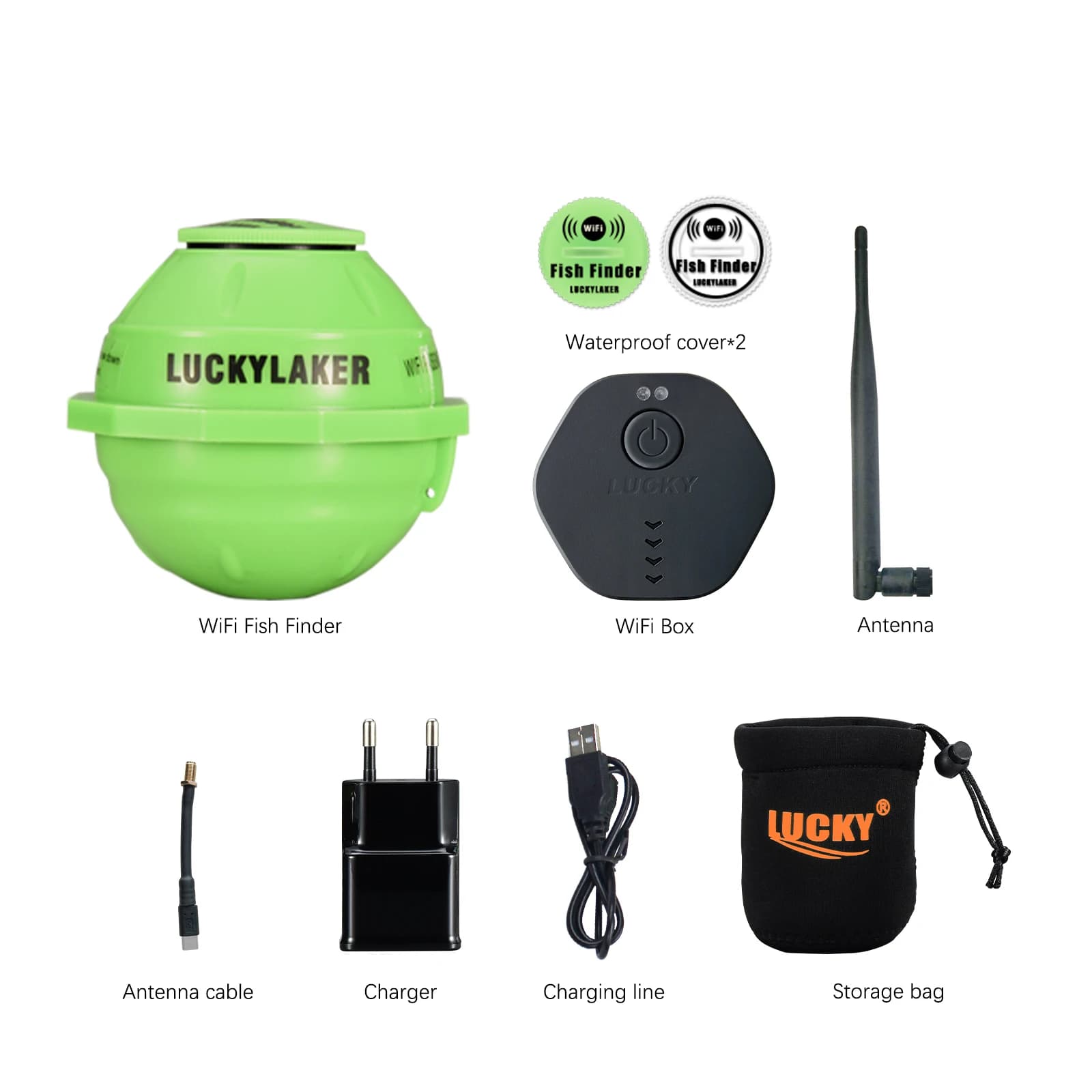 Détecteur poissons intelligent Lucky WiFi 120m portée 45m profondeur iOS Android sans fil portable